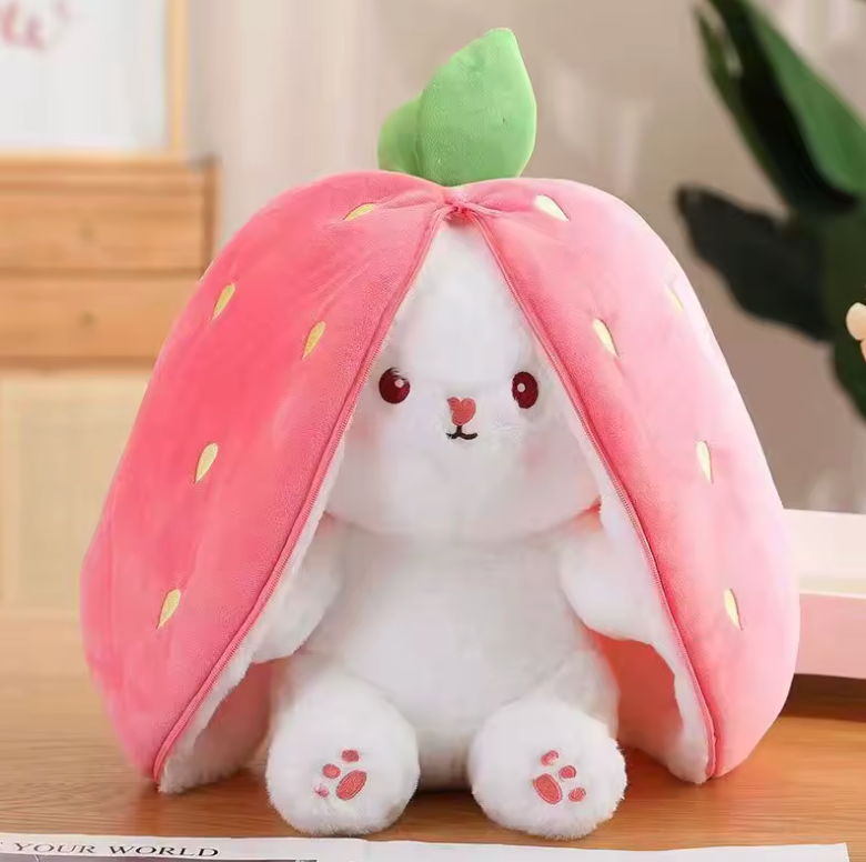 Strawberry Zip-Up Bunny Plush™